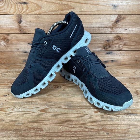 ON Running Cloud 5 Trainers Size UK 8 Womens Black Magnet Surf Running Shoes - Picture 12 of 14